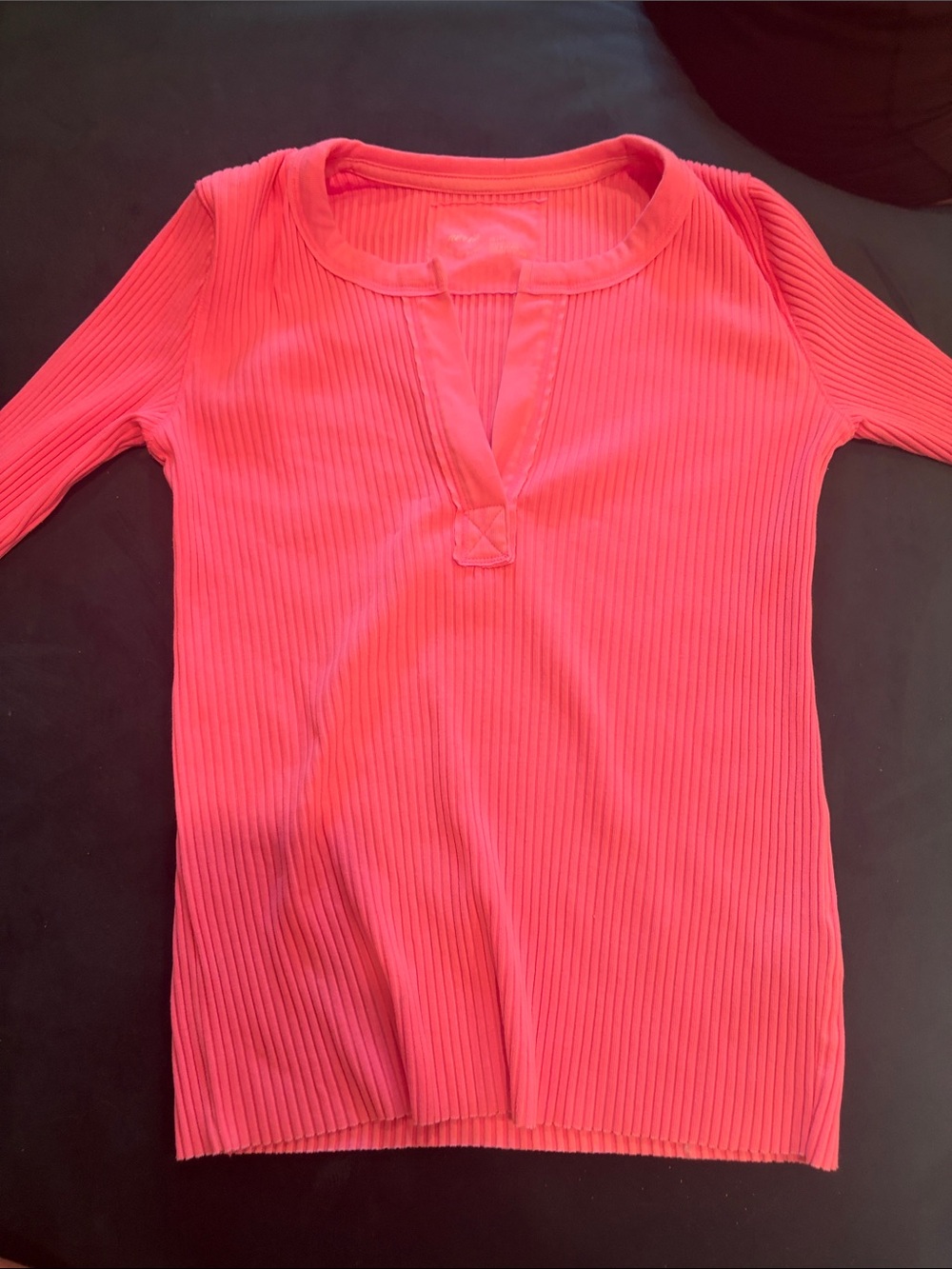 aerie Ribbed Neon Pink Long Sleeve Tee